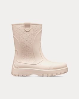 Bottes de pluie Dior Garden en caoutchouc beige avec motif Dior Oblique