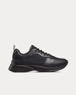 Baskets basses Dior B25 Runner en cuir de veau lisse noir et jacquard Dior Oblique