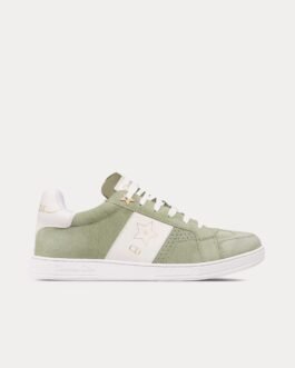 Baskets basses Dior Star en daim et cuir de veau vert peyote / blanc