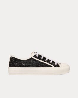 Baskets basses Dior Walk'n'Dior en coton noir brodé de strass