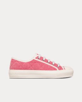 Baskets basses Dior Walk'n'Dior en denim rose délavé avec broderie Cannage