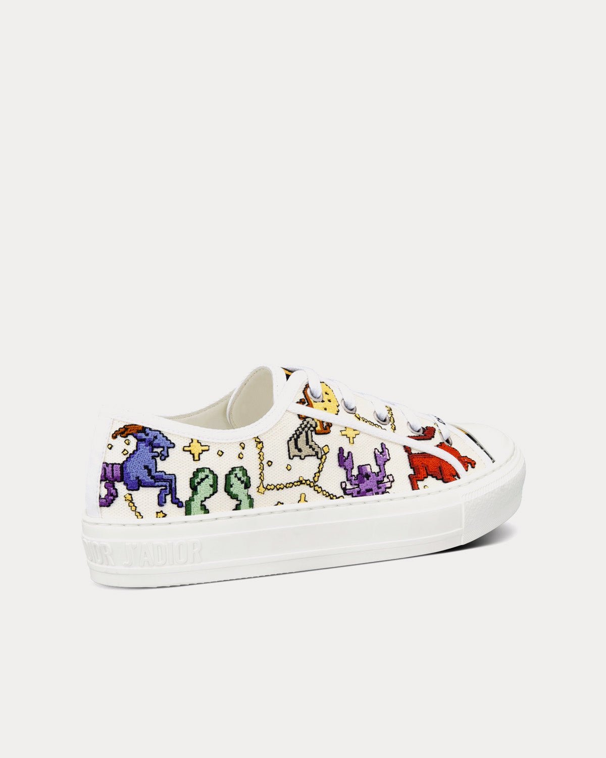 Baskets basses blanches Walk'n'Dior en coton brodé multicolore avec motif Dior Pixel Zodiac – Image 3