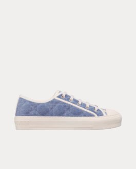 Baskets basses Dior Walk'n'Dior en denim bleu délavé brodé Cannage