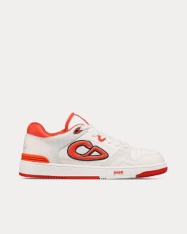 Baskets basses Dior x Kaws B57 en cuir de veau lisse et daim blanc/rouge vermillon