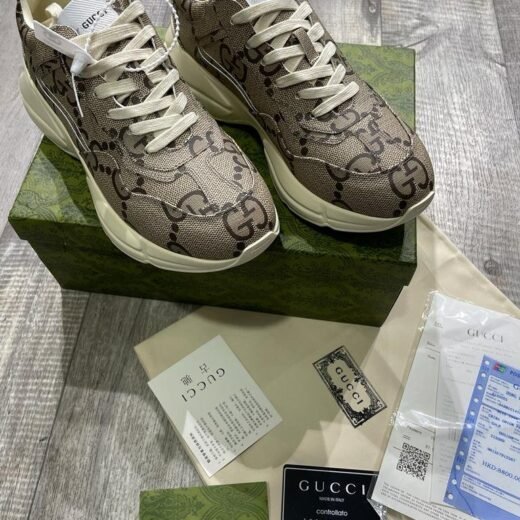 Gucci Baskets Rhyton Jumbo Toile enduite GG marron