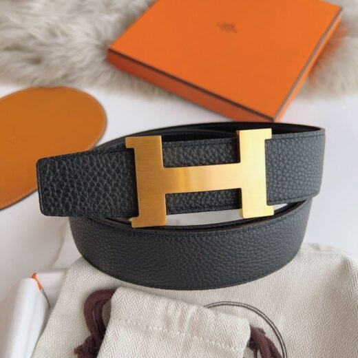 Hermès Ceinture à boucle Constance en cuir noir