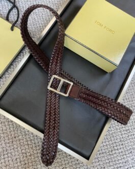 TOM FORD || CEINTURE À BOUCLE EN CUIR ENTRELACÉ POUR HOMME - CUIR DE VEAU/LAITON