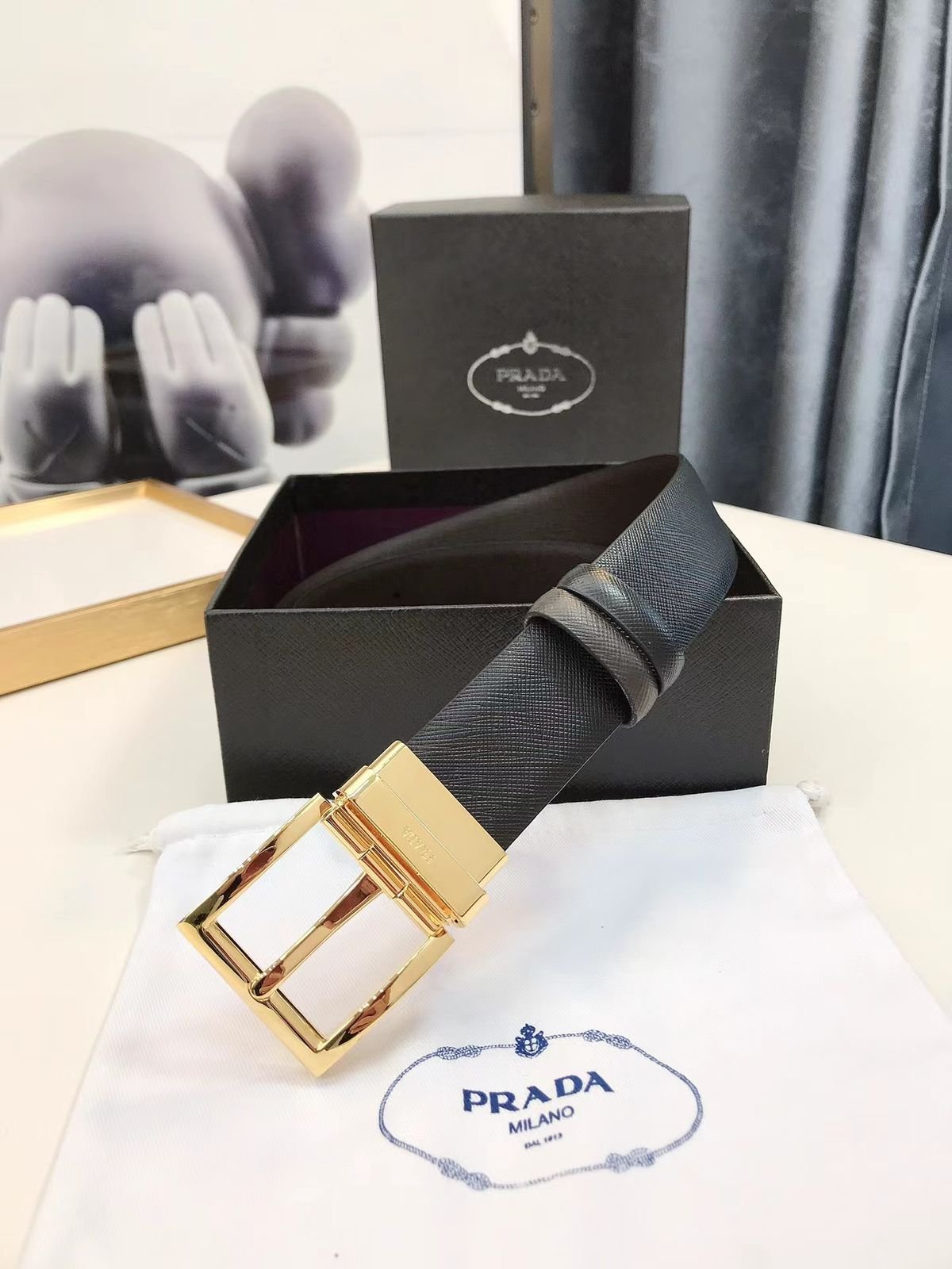 CEINTURE VINTAGE À BOUCLE DORÉ POUR HOMME