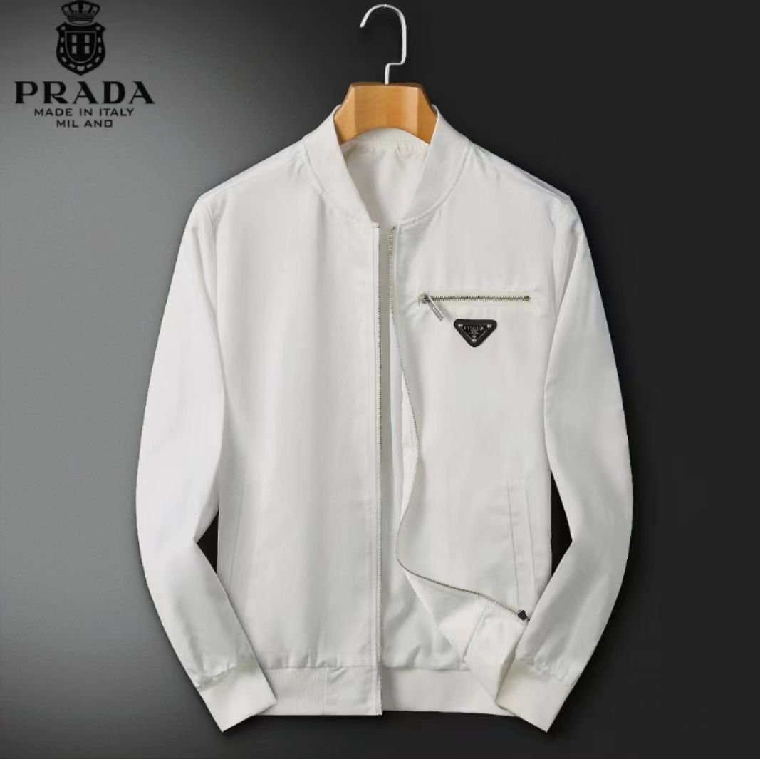 Blouson aviateur Prada en cuir nappa avec plaque logo - Blanc