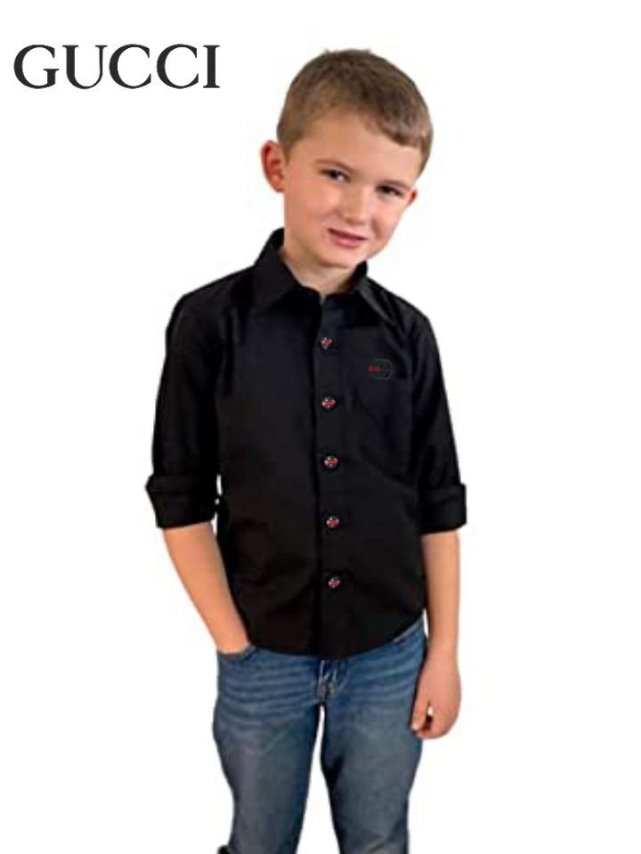 GUCCI || Chemise enfant avec logo en relief de qualité supérieure