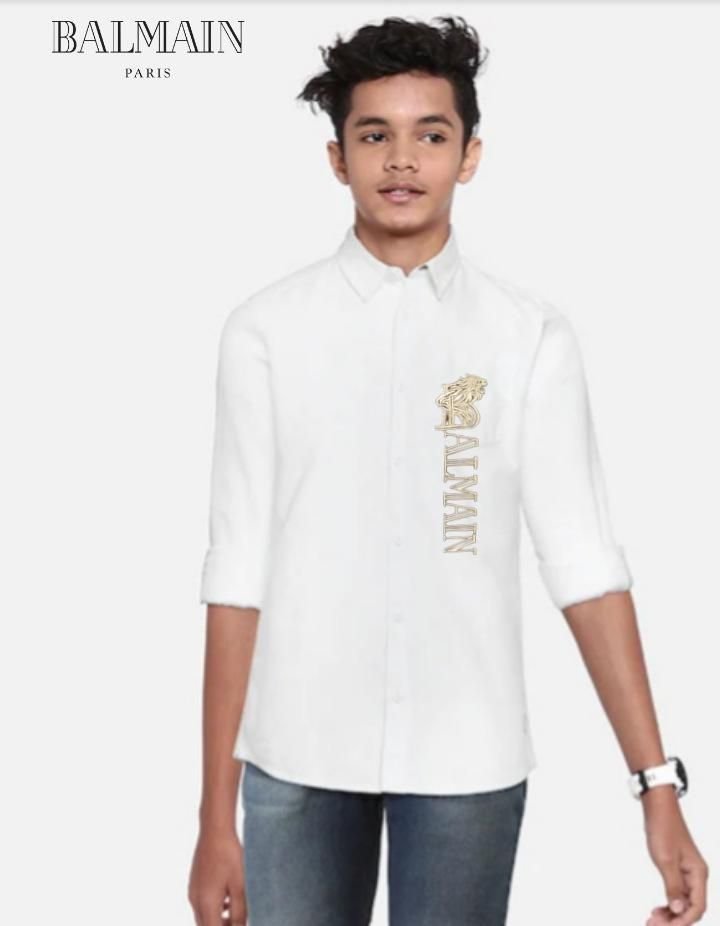 Balmain || Chemise enfant avec logo dragon brodé