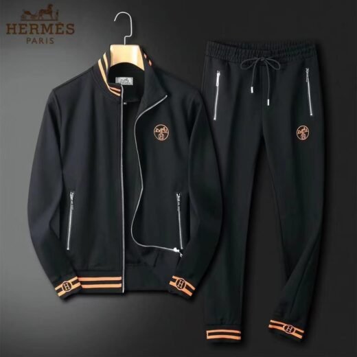 Hermès Survêtement noir/blanc à liserés pour homme