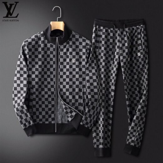 Louis Vuitton Survêtement zippé noir à carreaux