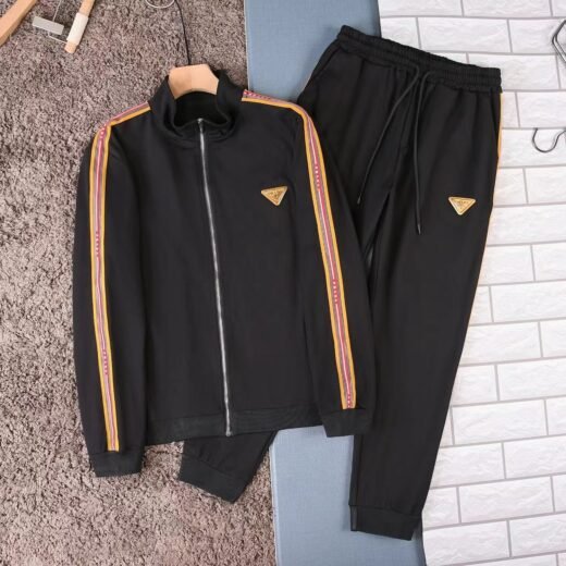 Prada Survêtement extensible coupe classique noir uni à rayures