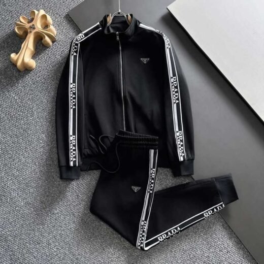 Prada Ensemble de survêtement à rayures et logo imprimé pour homme