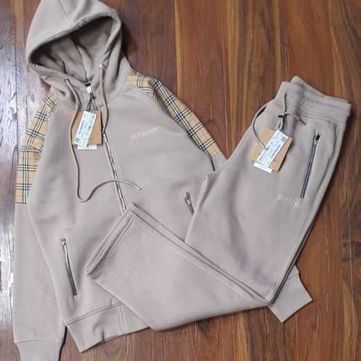 Burberry Survêtement à capuche zippé et à empiècements à carreaux vintage pour homme