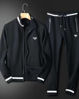 PRADA || Ensemble de jogging noir zippé à logo triangulaire pour homme
