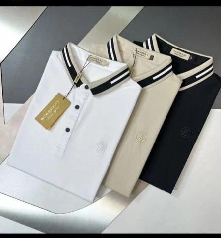 Burberry T-shirt à manches longues et col polo en coton mélangé pour homme
