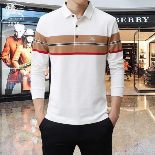 Burberry T-shirt manches longues à rayures contrastées de qualité supérieure