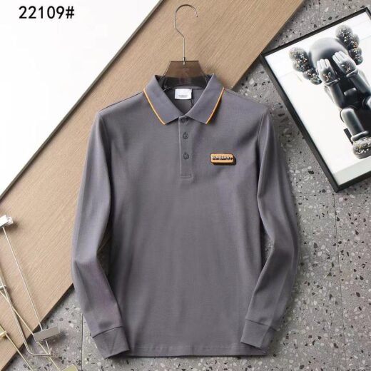Burberry Polo à manches longues en piqué de coton avec logo contrasté