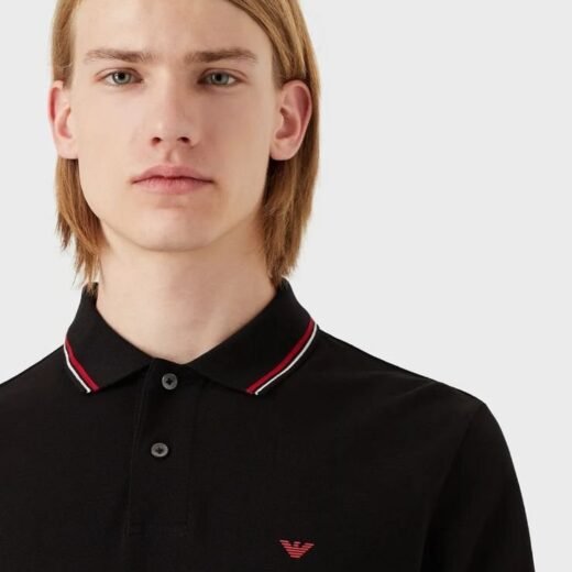 Emporio Armani Polo slim en piqué stretch avec micro-aigle