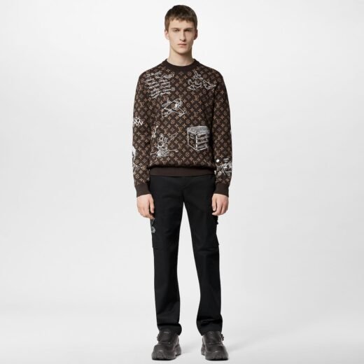 Balmain Pull ras du cou en laine brodée monogramme de qualité supérieure