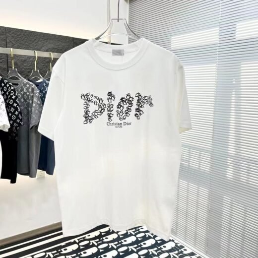 Dior T-SHIRT BLANC À ÉPAULES TOMBANTES AVEC LOGO IMPRIMÉ