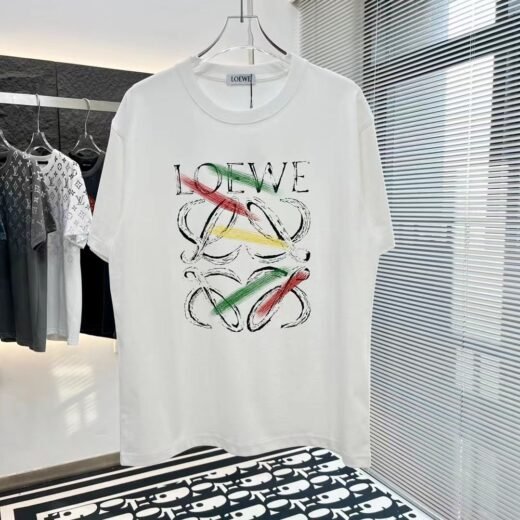 Loewe T-shirt manches courtes respirant imprimé col ras du cou blanc