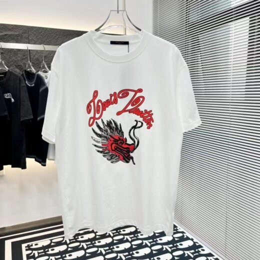 Louis Vuitton T-SHIRT BLANC IMPRIMÉ DRAGON ORIENTAL AVEC LOGO LV