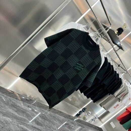 Louis Vuitton T-shirt col rond oversize en coton à carreaux