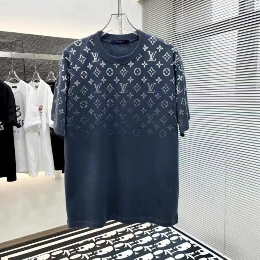 Louis Vuitton T-shirt oversize bleu en coton dégradé