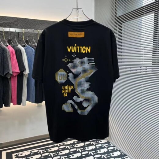 Louis Vuitton T-shirt noir à manches courtes en coton