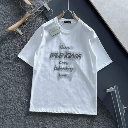 Balenciaga T-shirt en jersey de coton blanc à imprimé logo effet vieilli