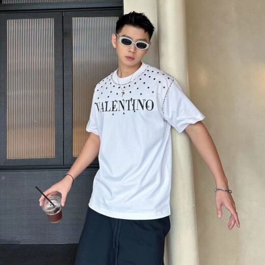 Valentino T-shirt oversize clouté avec logo blanc