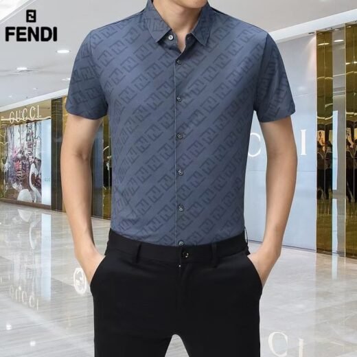Fendi Chemise slim à imprimé logo et motifs géométriques pour homme