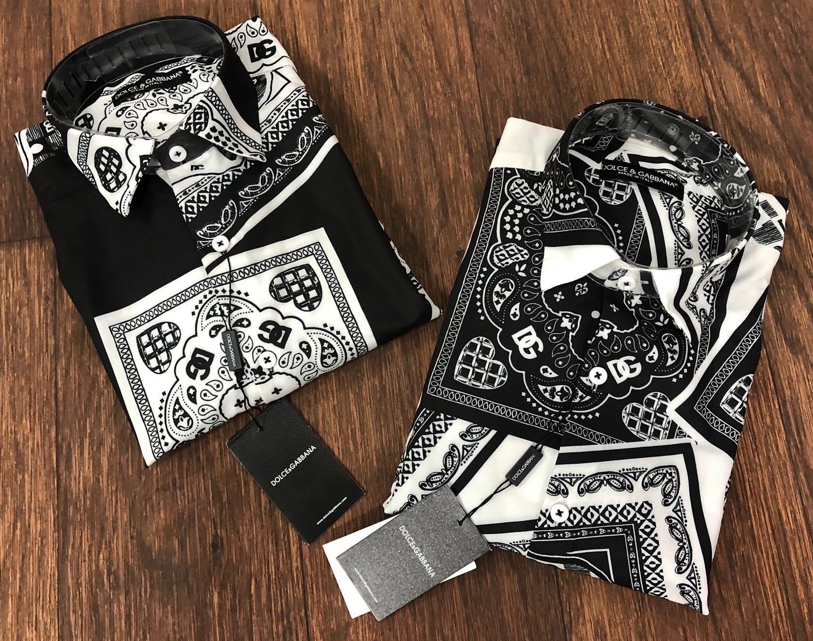 DOLCE & GABBANA || Chemise slim à imprimé bandana DG, blanc