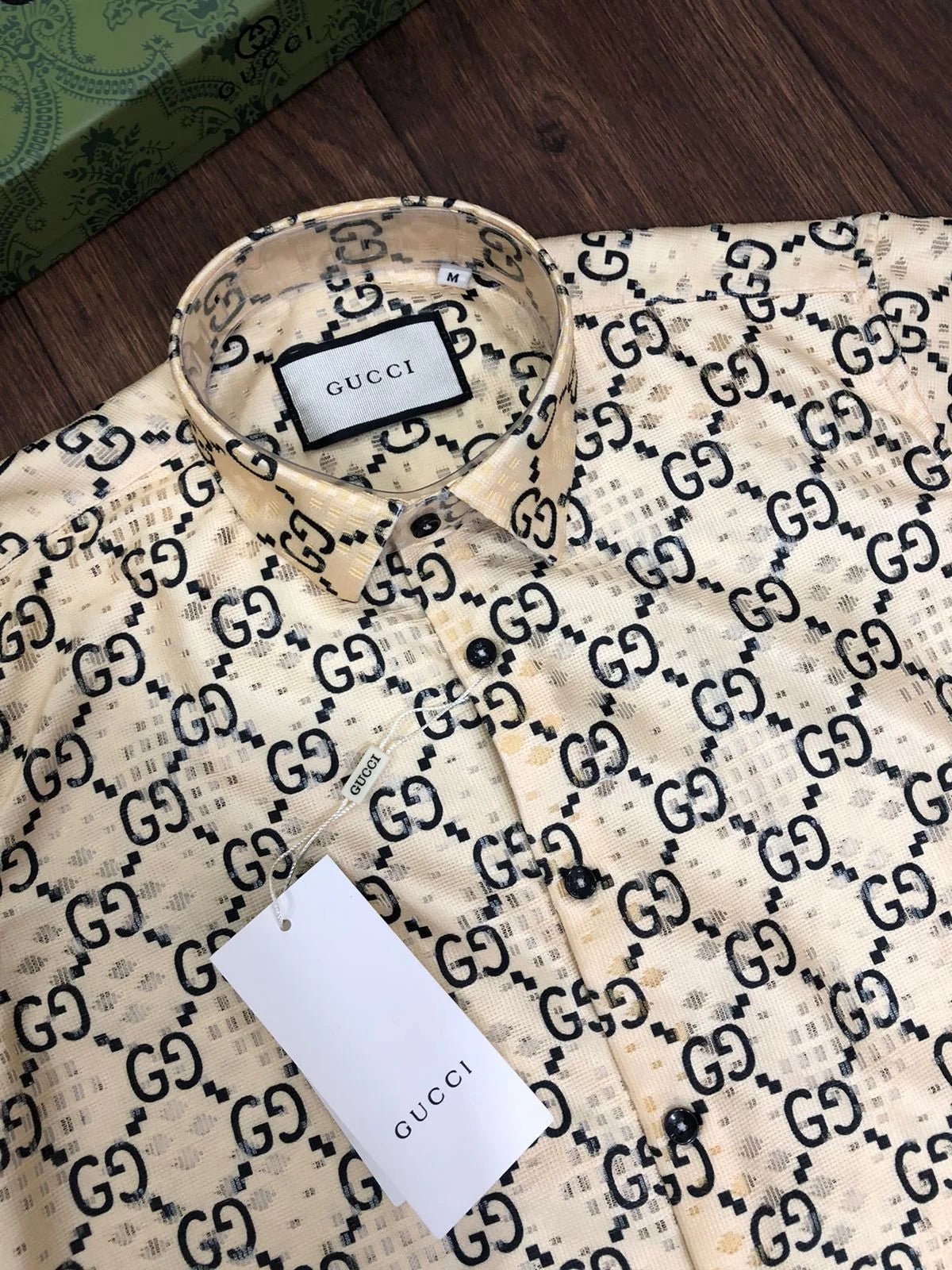 GUCCI || Chemise à manches longues avec logo GG et monogramme