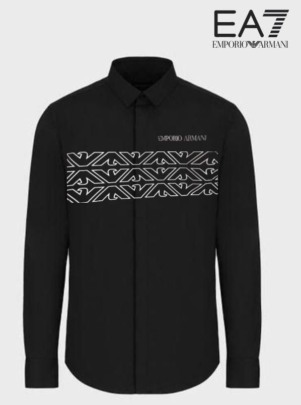 EMP*RIO ARM*NI || Chemise de luxe à imprimé logo aigle abstrait