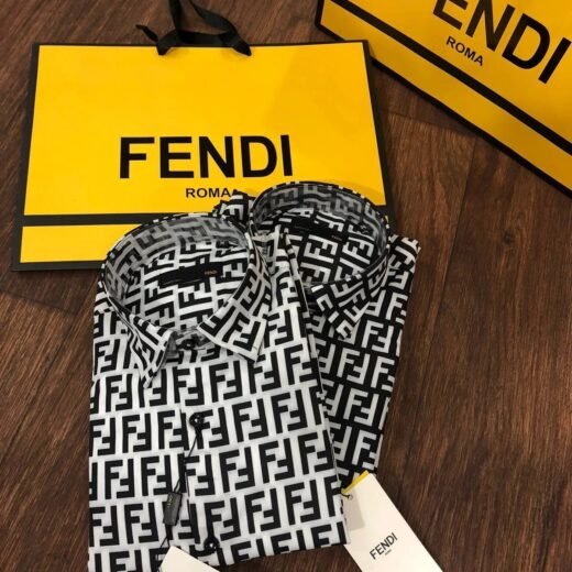 Fendi Chemise en soie monogramme avec logo Zucca FF