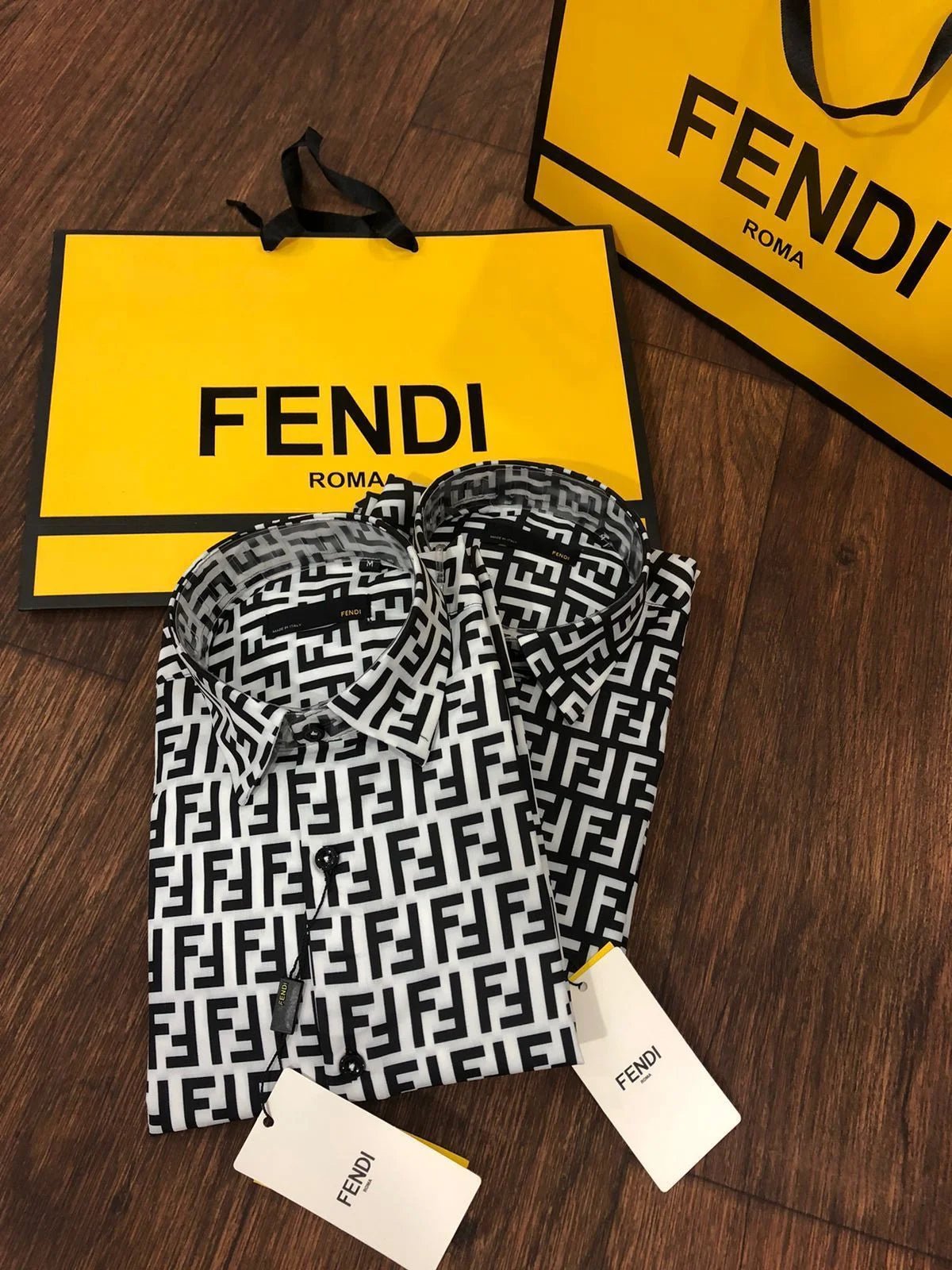 FENDI || Chemise en soie monogramme avec logo Zucca FF