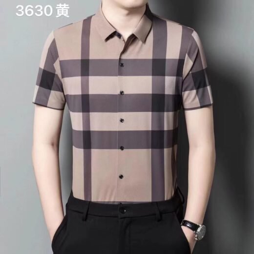 Burberry Chemise à carreaux en coton à manches mi-longues pour homme