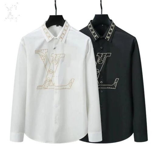 Louis Vuitton Chemise à imprimé lettre haut de gamme, chemise à manches longues pour homme