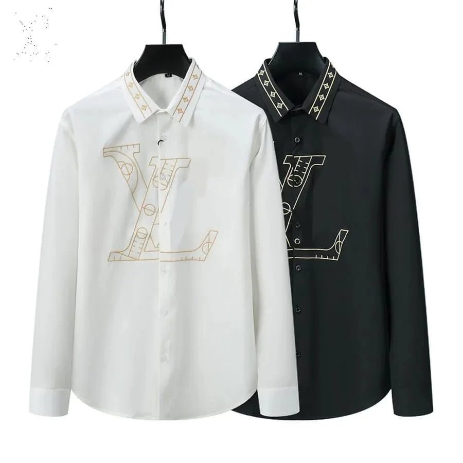 LOUIS VUITTON || Chemise à imprimé lettre haut de gamme, chemise à manches longues pour homme