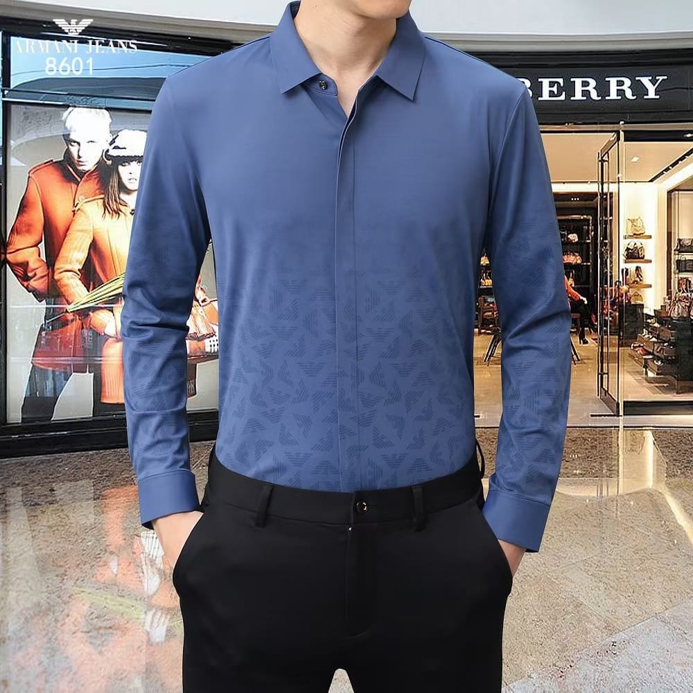 ARM*NI JE*NS || Chemise élégante et formelle à monogramme contrasté