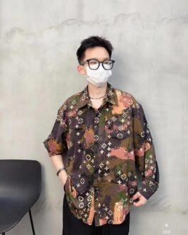 Chemise imprimée de luxe à manches longues pour homme