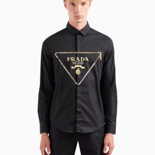 Prada Chemise décontractée de luxe en popeline avec logo pour homme