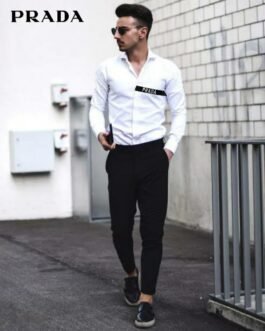 Chemises à manches longues avec imprimé monogramme pour hommes