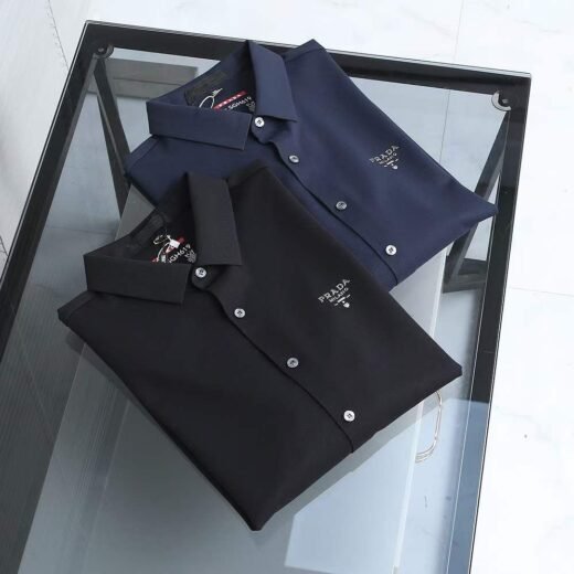 Prada Chemise homme coupe classique unie noir/bleu marine