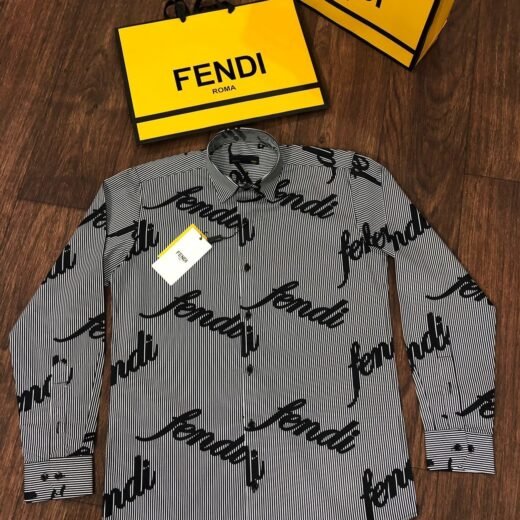 Fendi Chemise rayée à logo Fendi pour homme