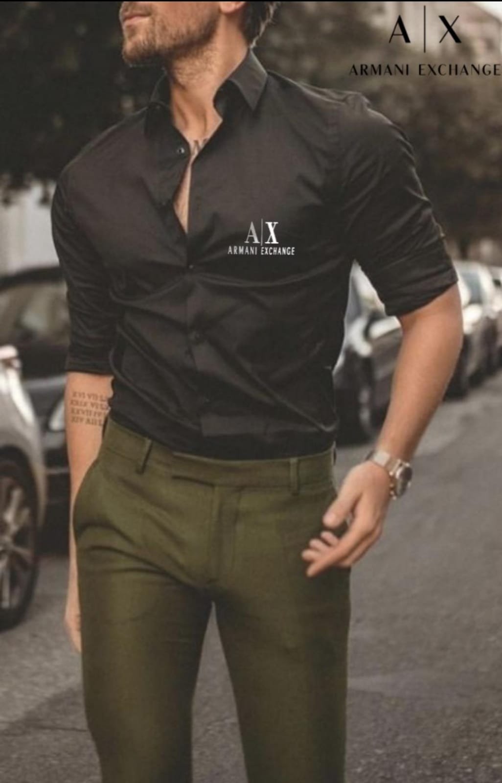 ARM*NI EXCH*NGE || T-shirt homme avec logo réflecteur Initial Brand